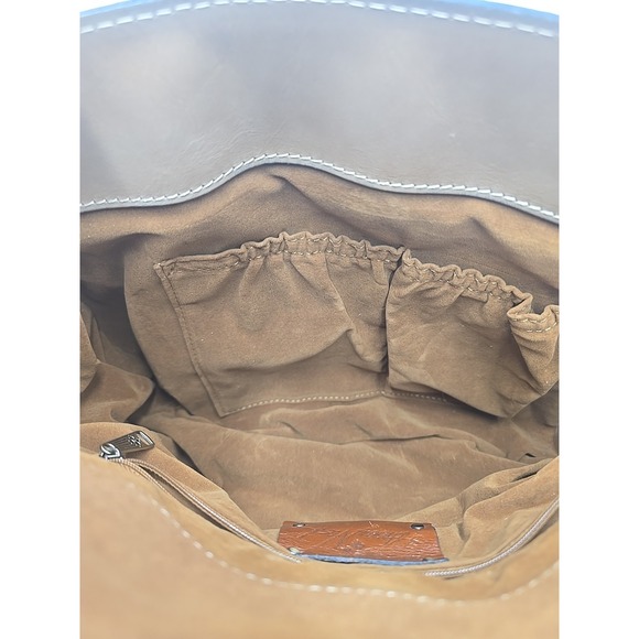 Patricia Nash Vienna Suede Satchel‎ Italian Leather Heritage Biscuit Hand Bag - Picture 10 of 15